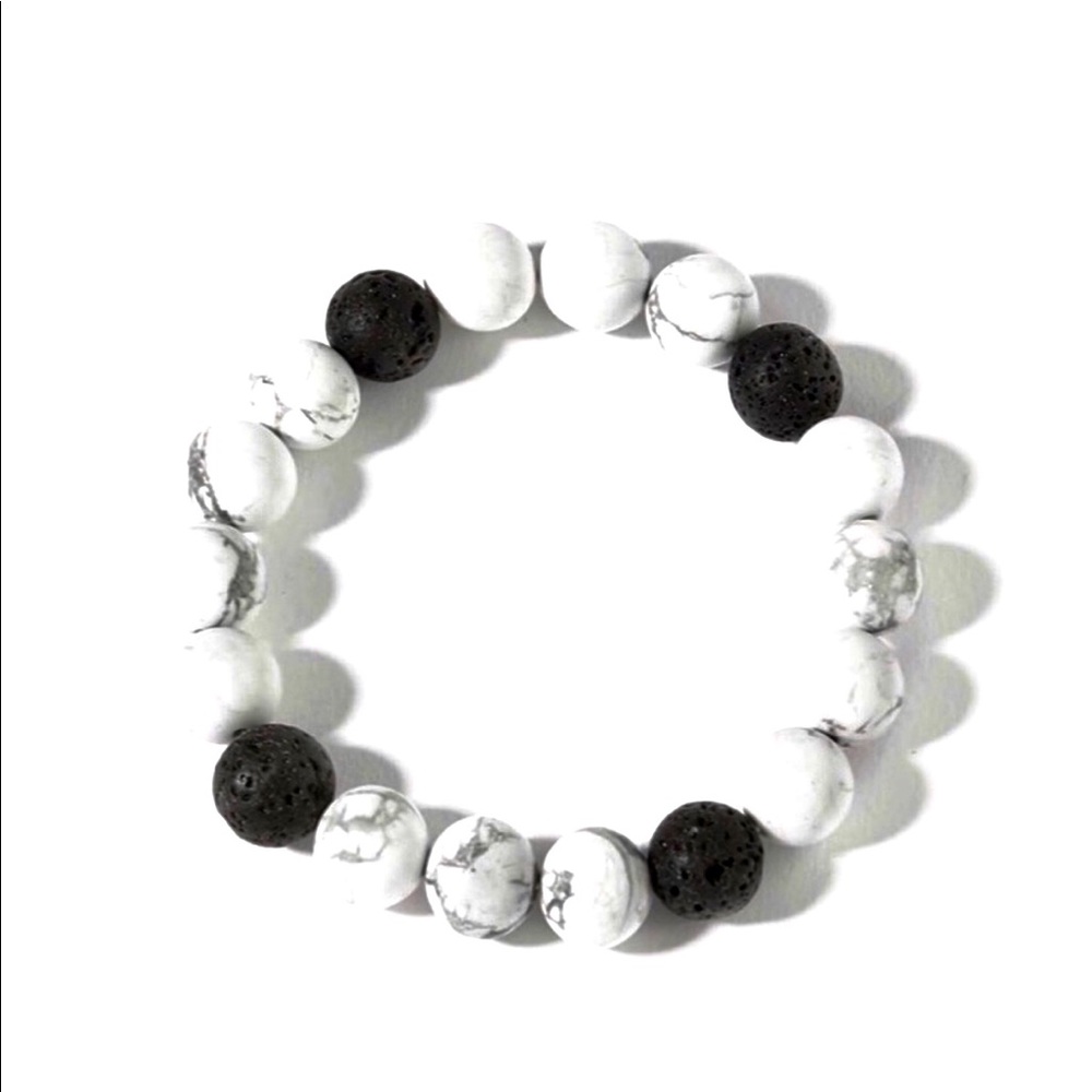 MARBLED HOWLITE LAVA STONE STRETCH BRACELET NEW - Picture 4 of 10